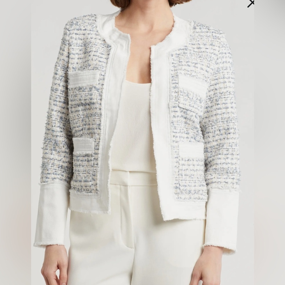 Nanette Lepore Tweed Blazer in White and Blue